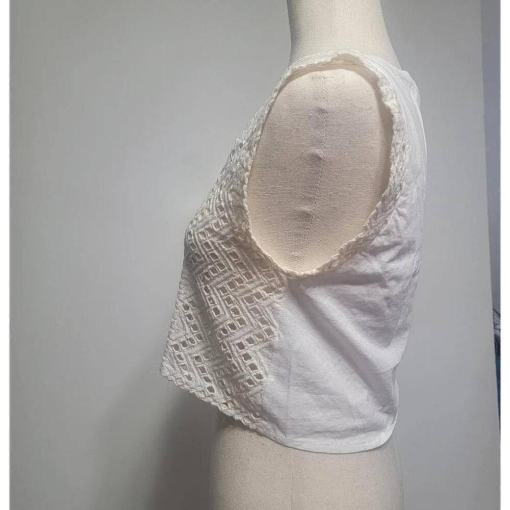 Zara Guipure Embroidery Crop Blouse Lace Short Sleeve Crewneck Size Small - Picture 7 of 12